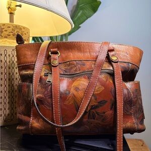Patricia Nash Brown Leather Floral Bag